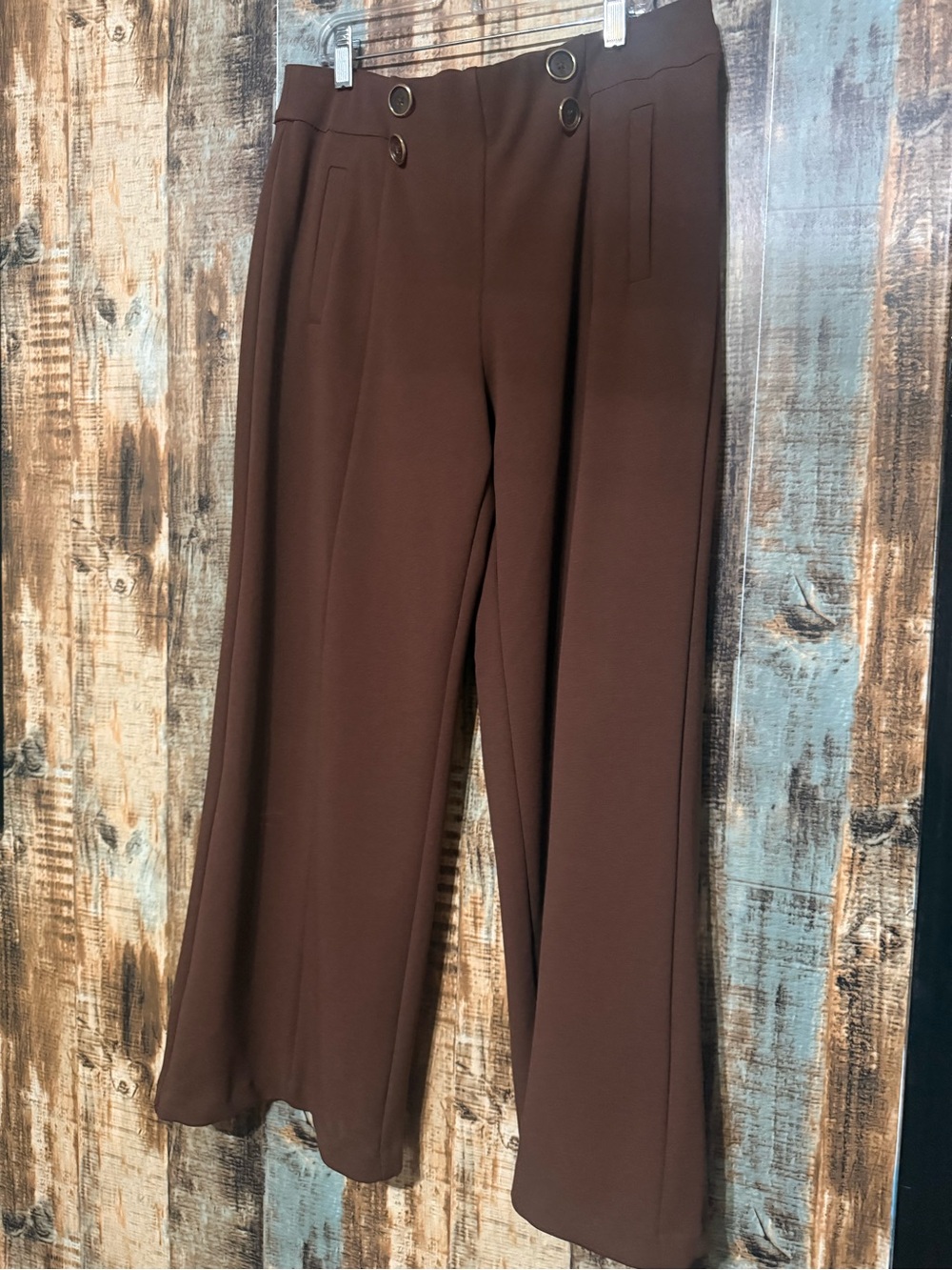 Cato’s Wide-Leg Dress Pants with Button Waist Detail